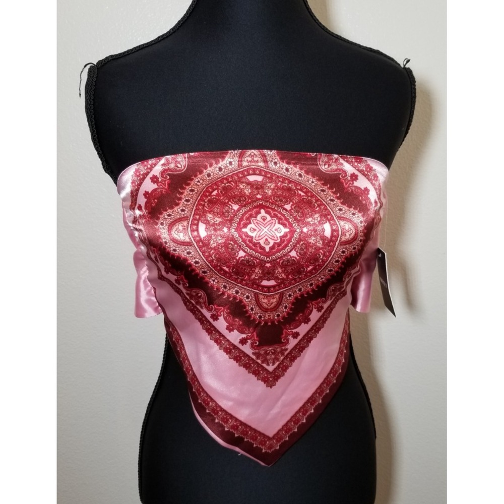 Forever 21 Satin Crop Bandeau Top Womens Medium Boho Festival Beach Coastal NWT